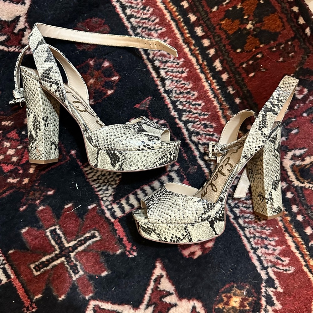 Sam Edelman chunky snake print platform sandals